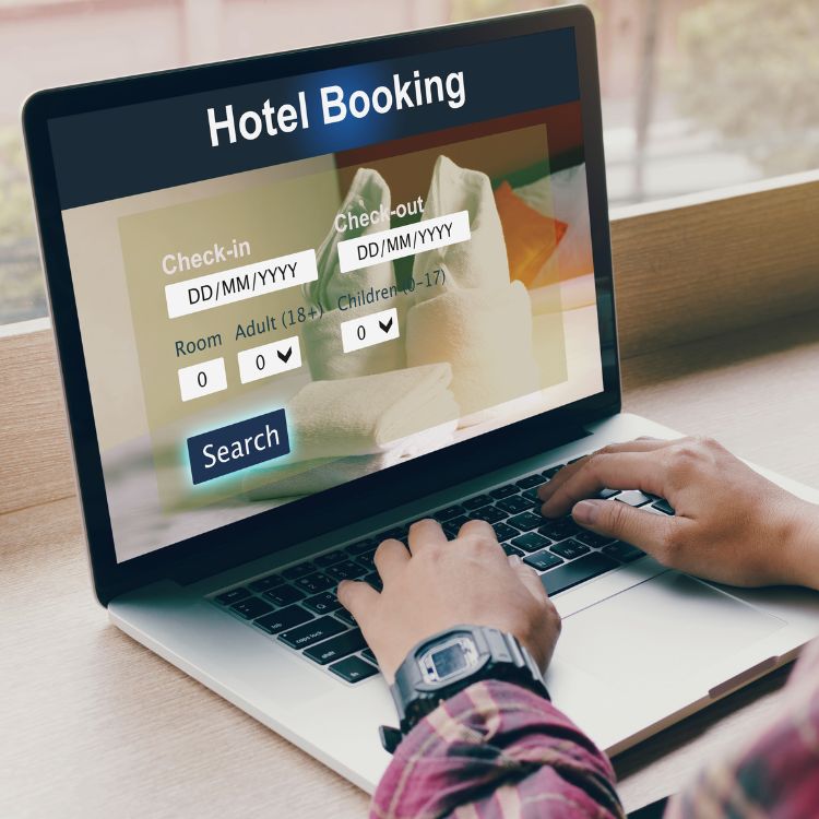 a screen on a laptop showing a hotel booking page used on a blog about the benefits of an internet booking engine for hotels