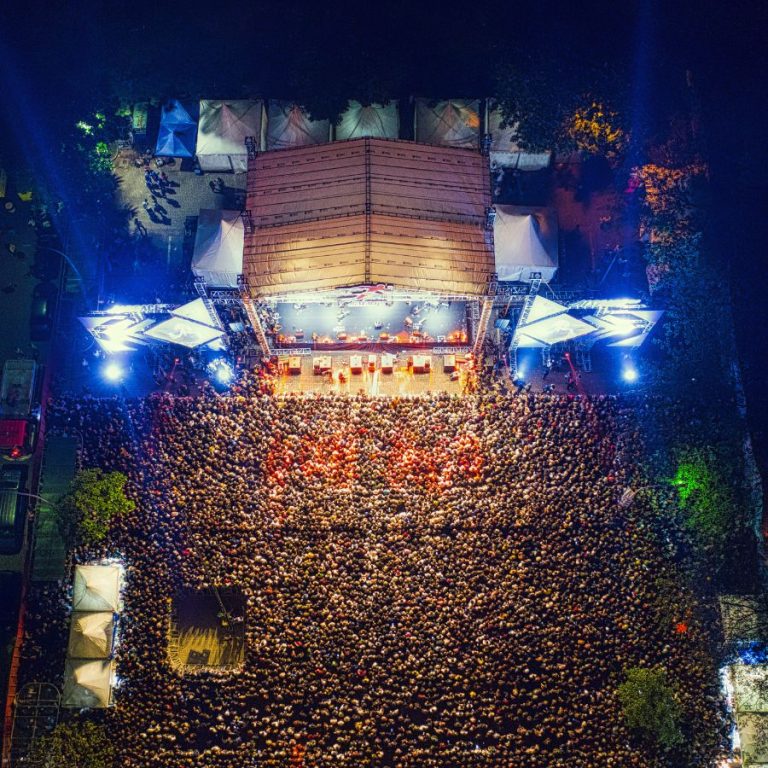 crowd viewed from overhead at a concert featured on a blog post about demand forecasting
