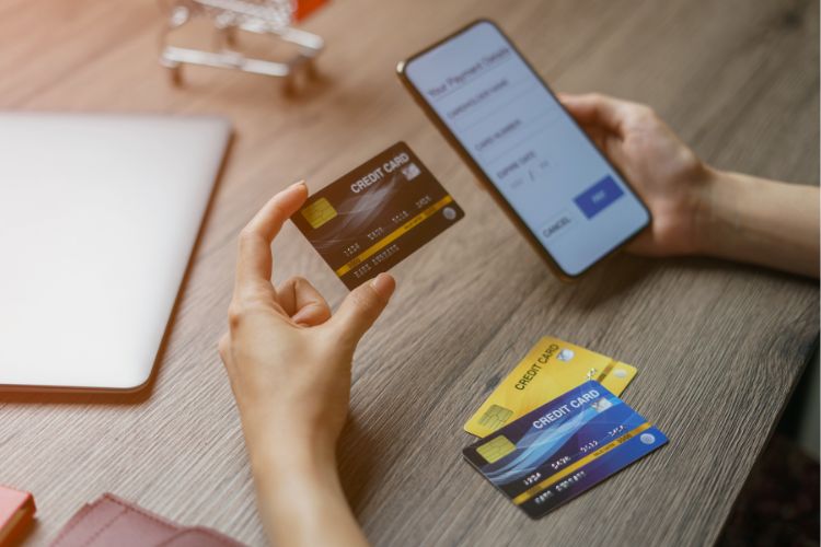 someone making a card payment online using their phone